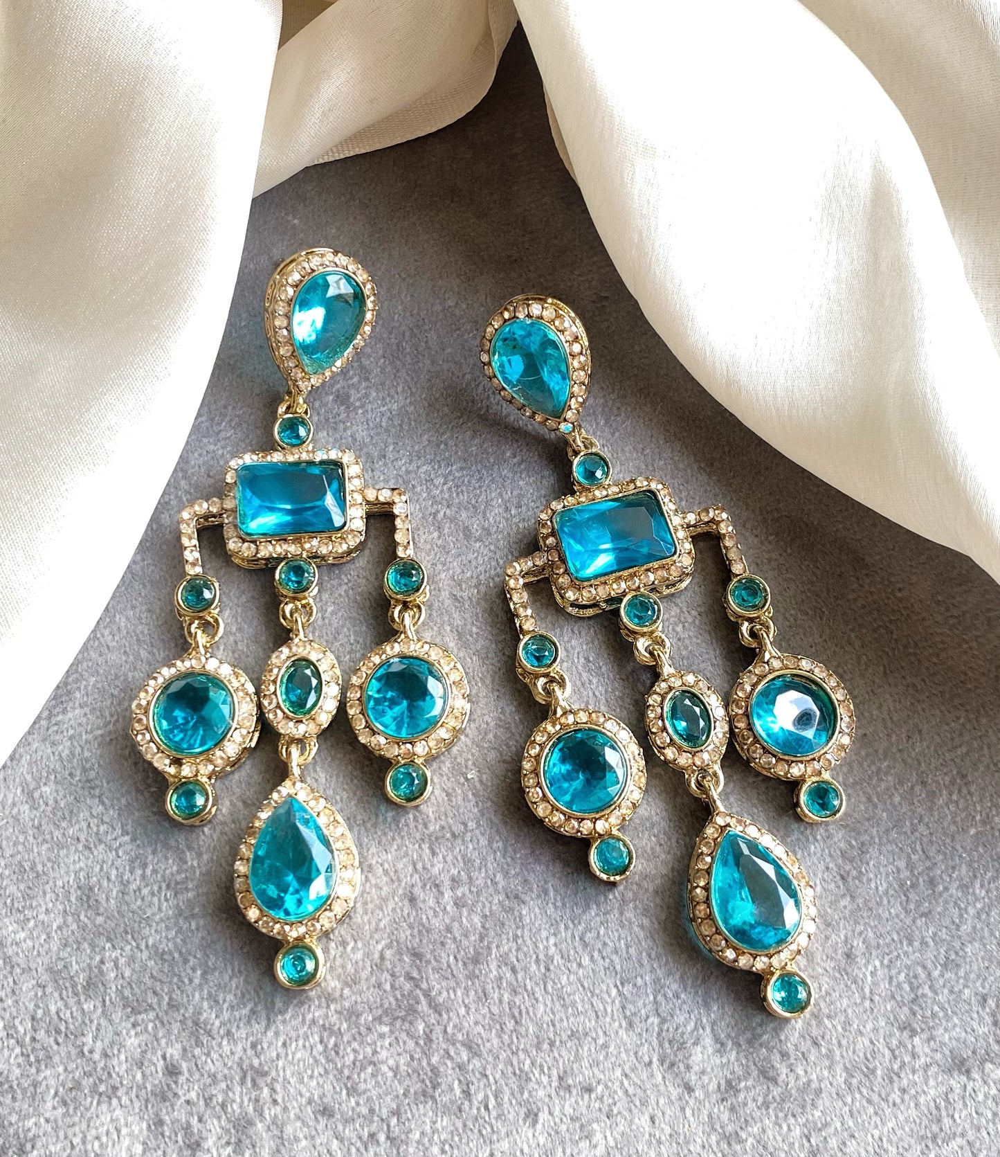 Rama Blue Jasmine Dangler Earrings