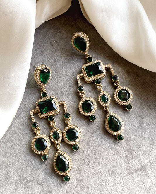 Emerald Green Jasmine Dangler Earrings