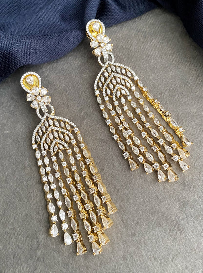 Kaya 2 tone Diamond dangler earrings