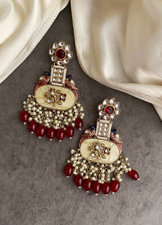 Maroon Mayur Earrings
