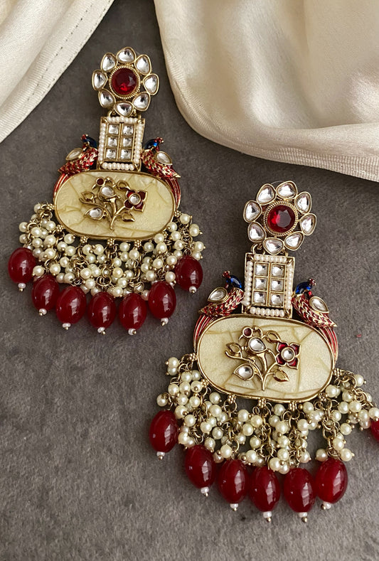 Maroon Mayur Earrings