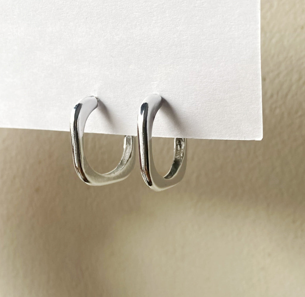 Square silver hoops