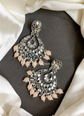 Peach Atiya Silver Mirror Earrings