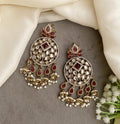 Pragati Dark pink kundan earrings