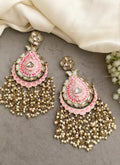 Chahat Pink Kundan chandbali earrings
