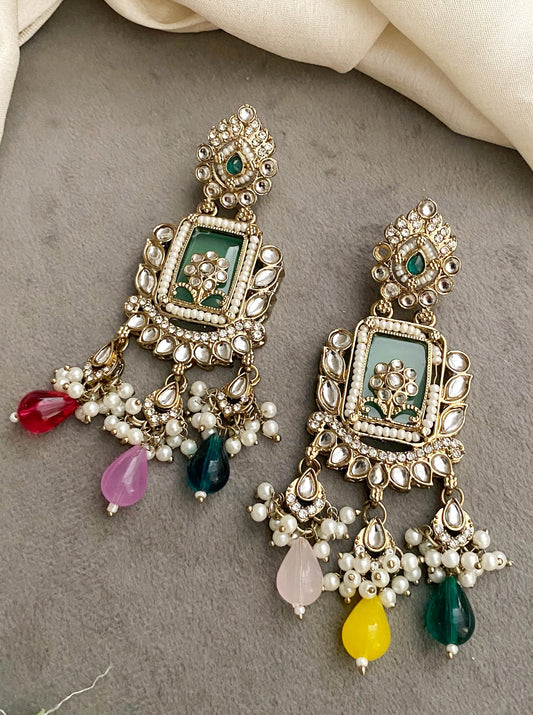 Multicolor kundan earrings