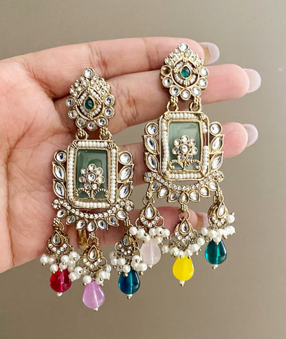 Multicolor kundan earrings