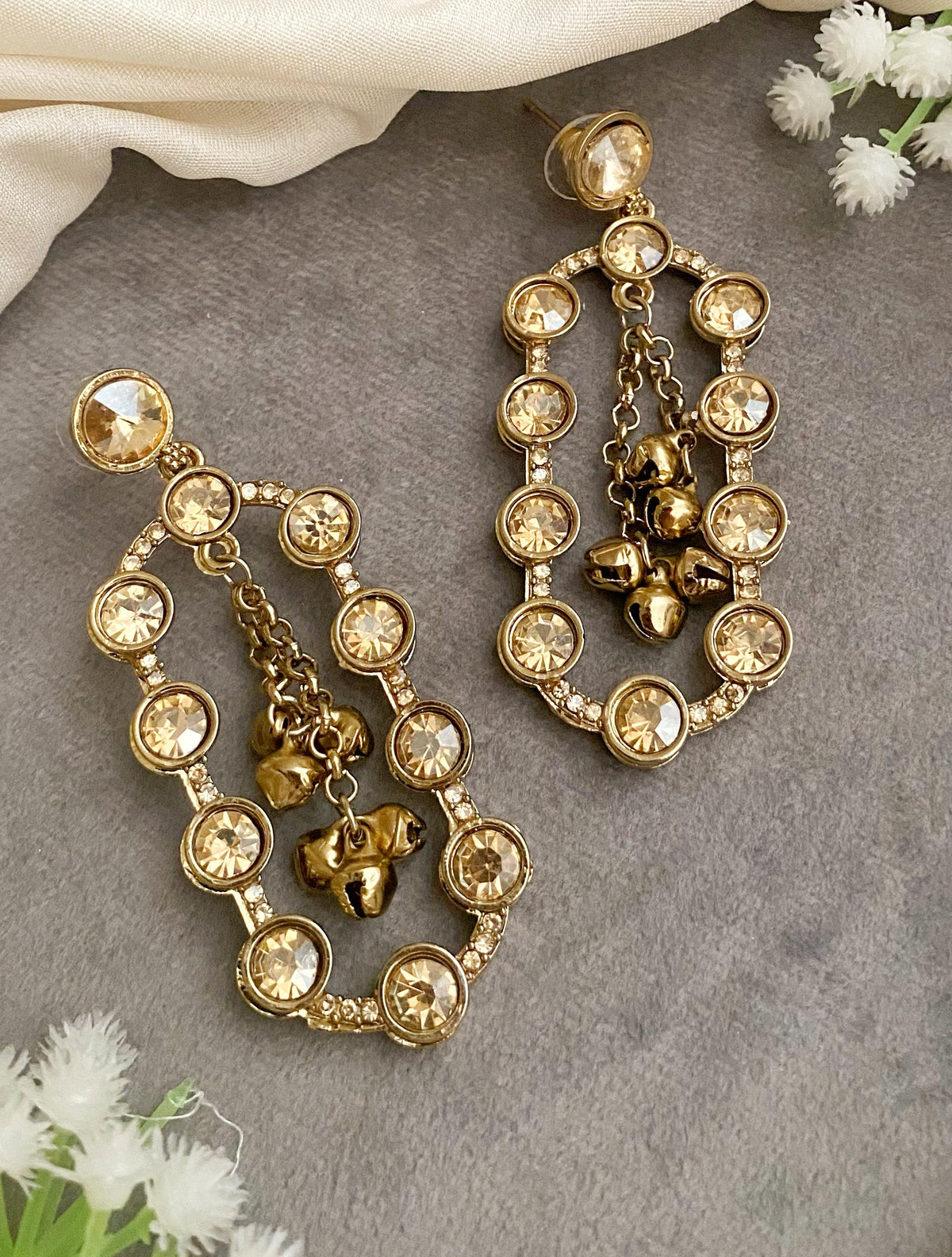Jhia Chanpagne dangler earrings