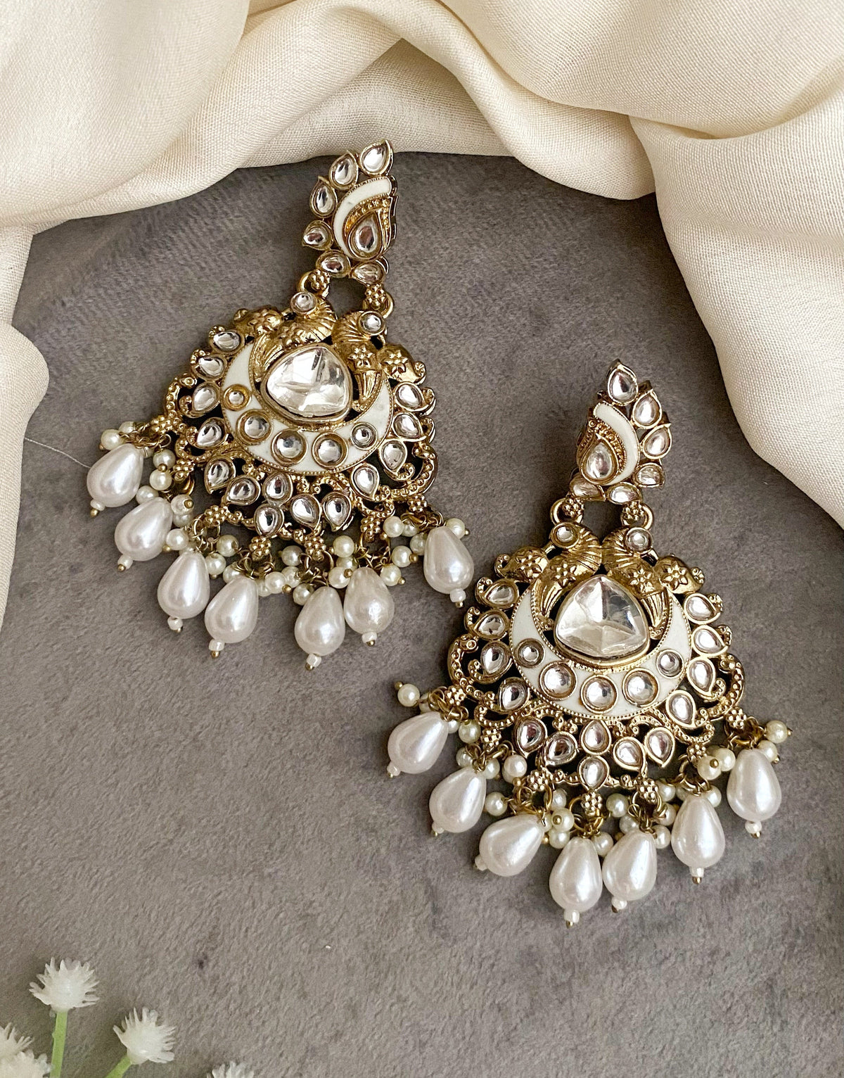 Garima ivory chandbali earrings