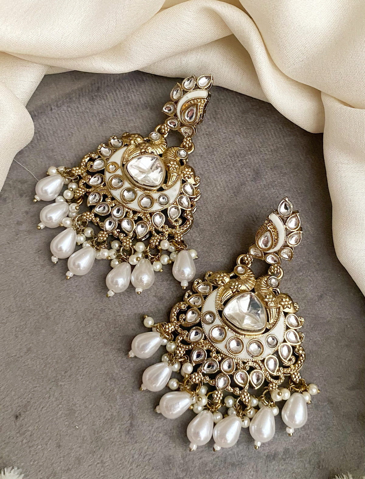 Garima ivory chandbali earrings
