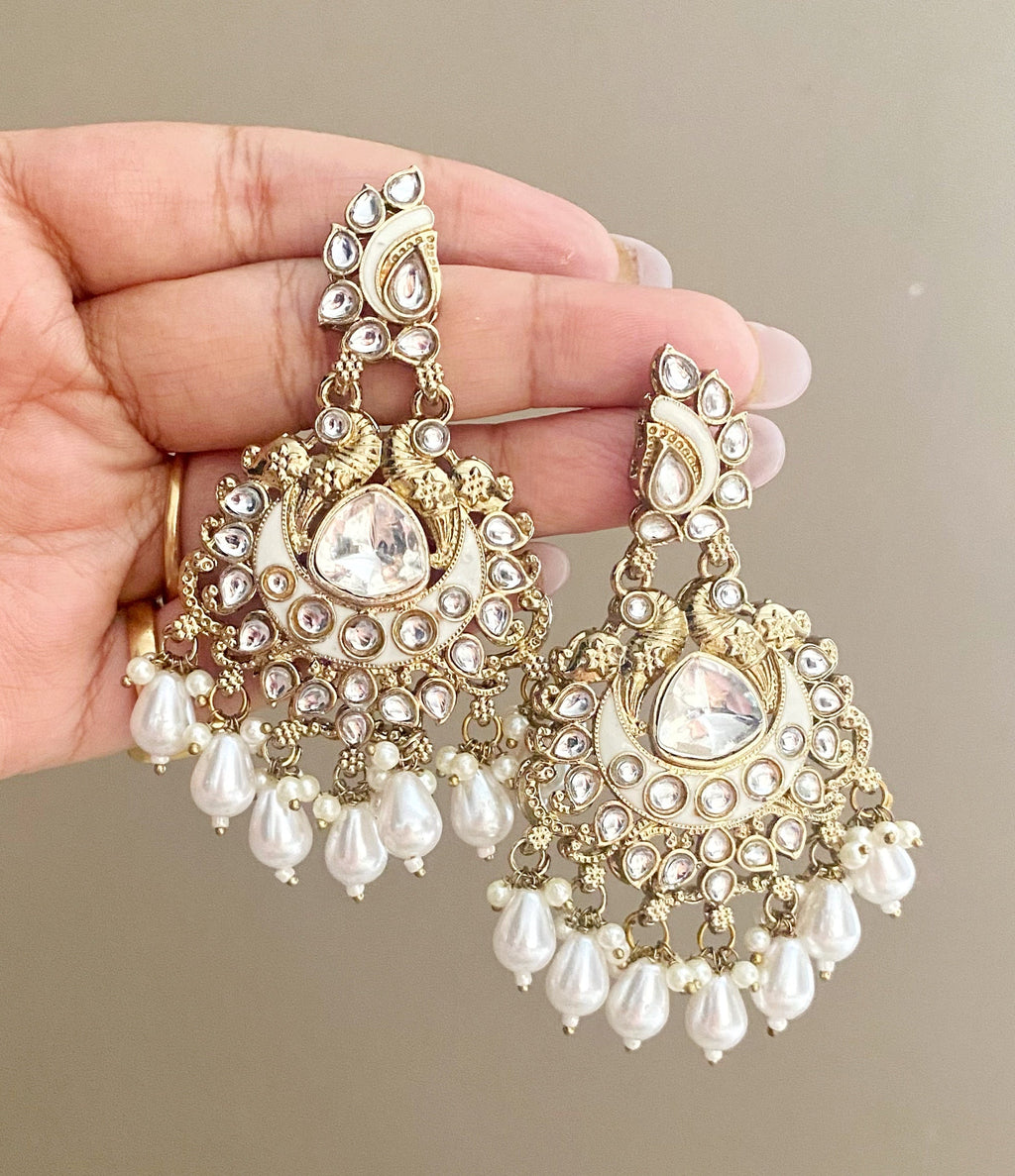Garima ivory chandbali earrings