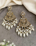 Mrinali white chandbali earrings