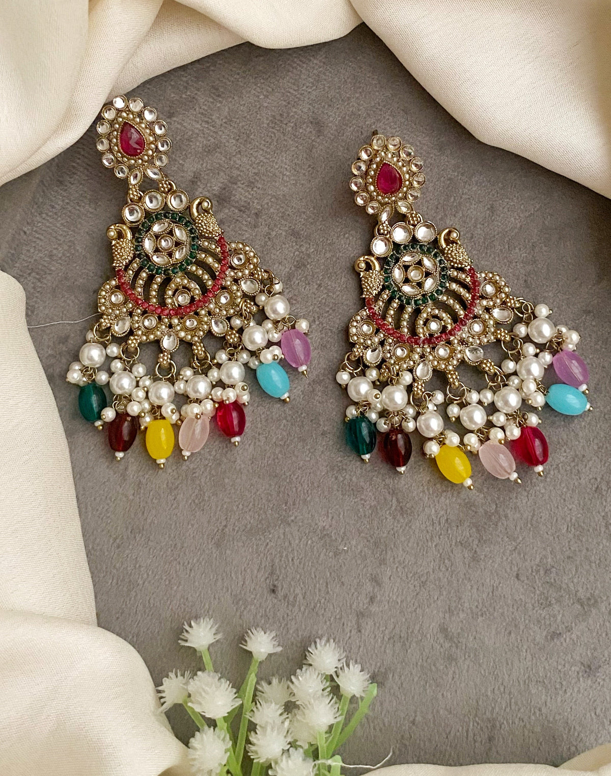 Mrinali multiolor chandbali earrings