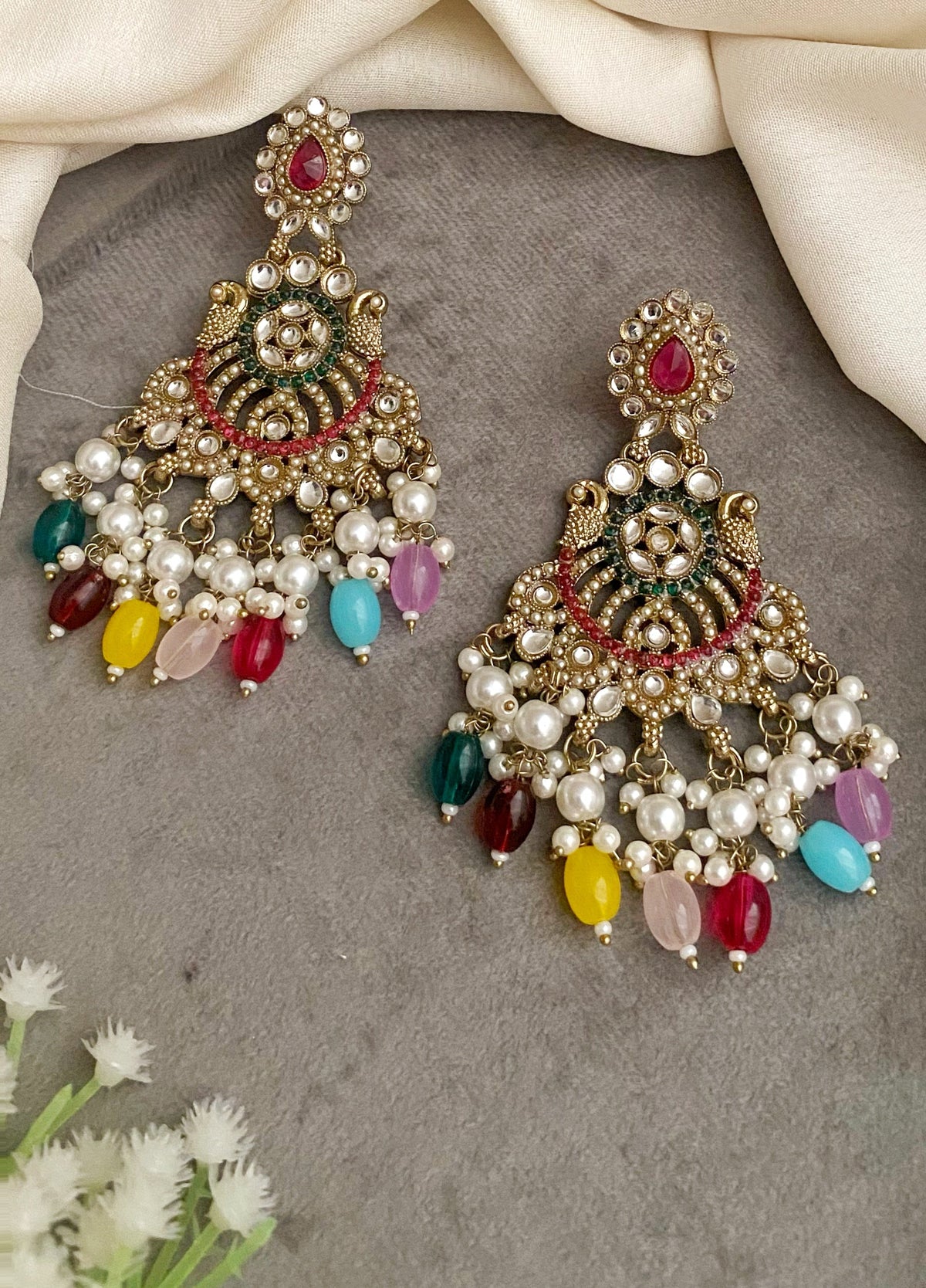 Mrinali multiolor chandbali earrings