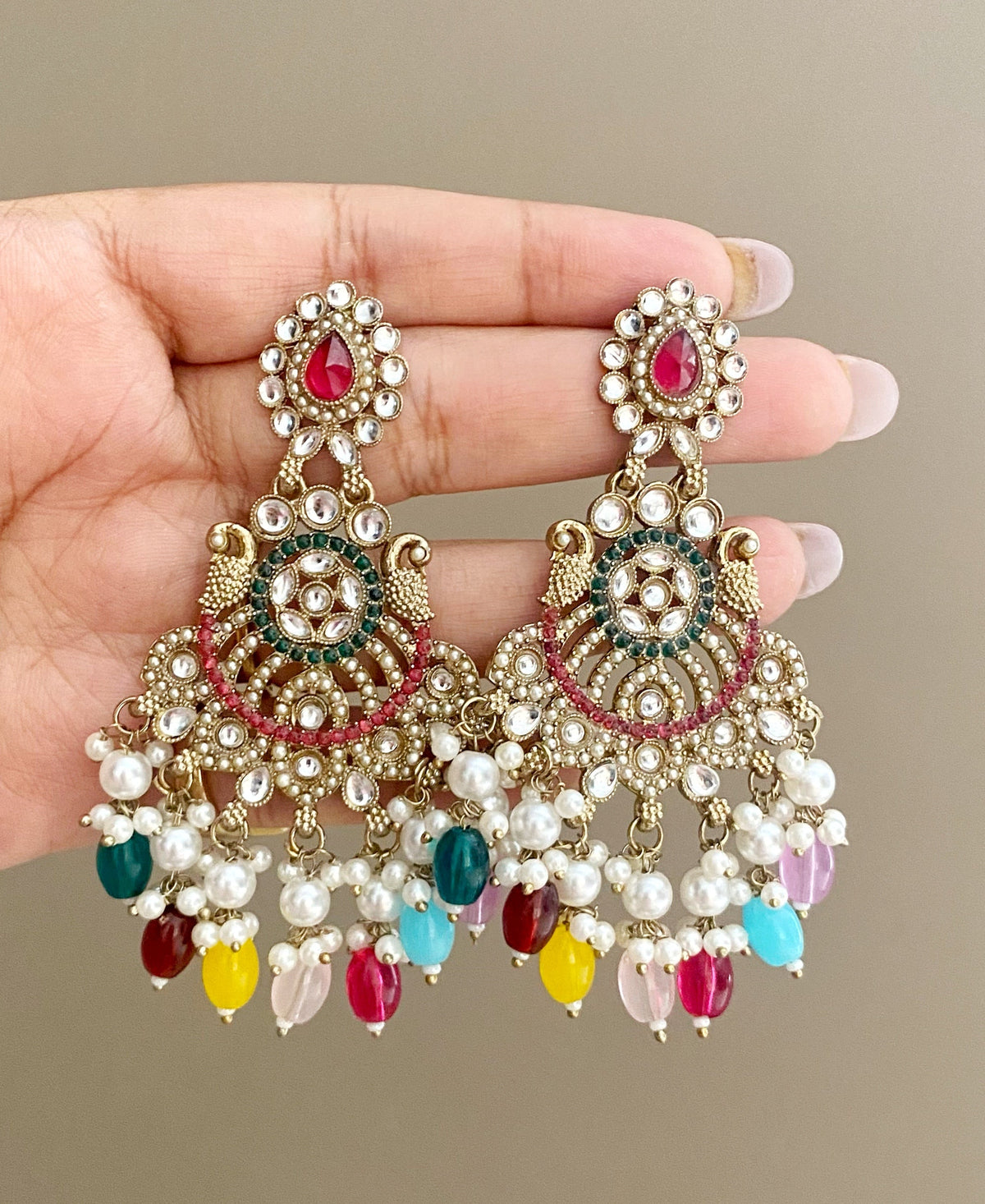 Mrinali multiolor chandbali earrings