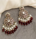 Tiya Maroon kundan chandbali