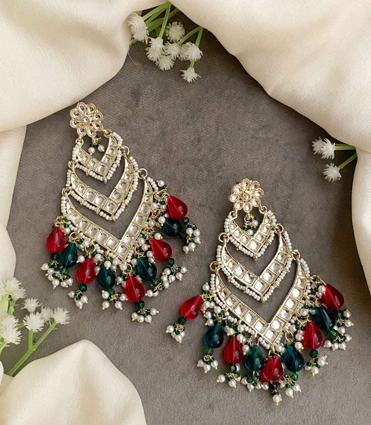 Janaki multicolor chandbali earrings