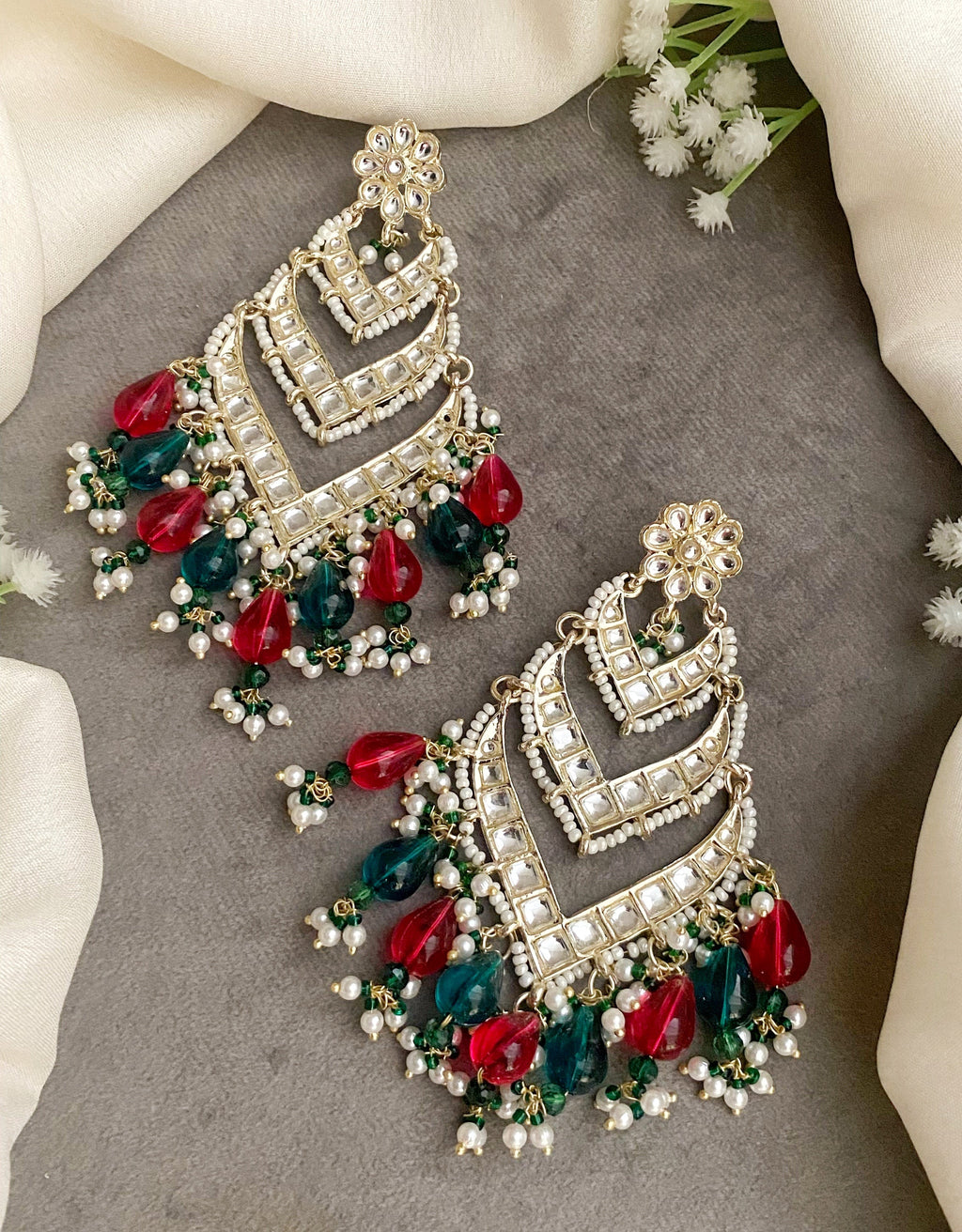 Janaki multicolor chandbali earrings