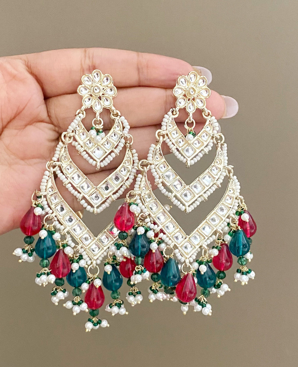 Janaki multicolor chandbali earrings