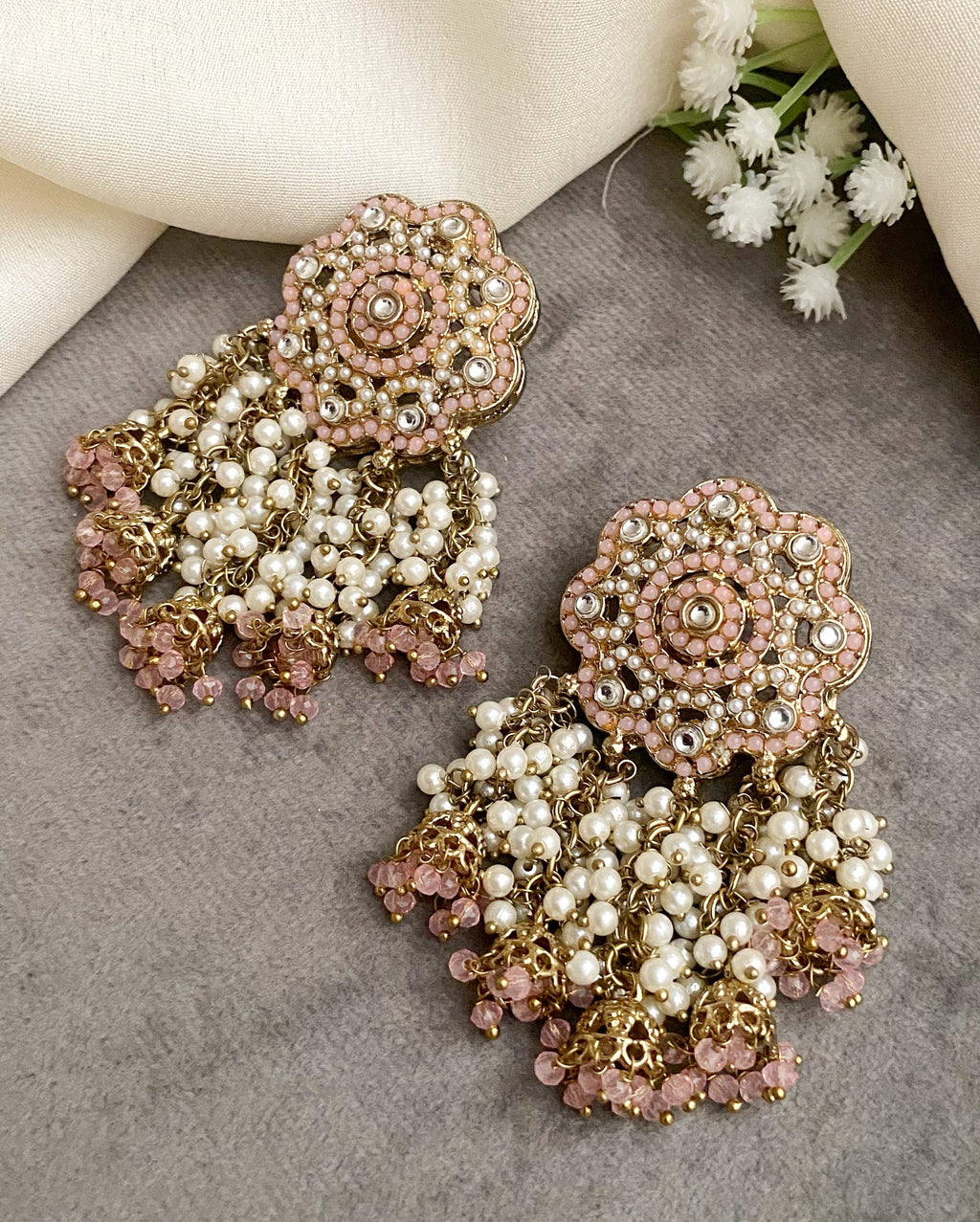 Jiha Pink dangler earrings