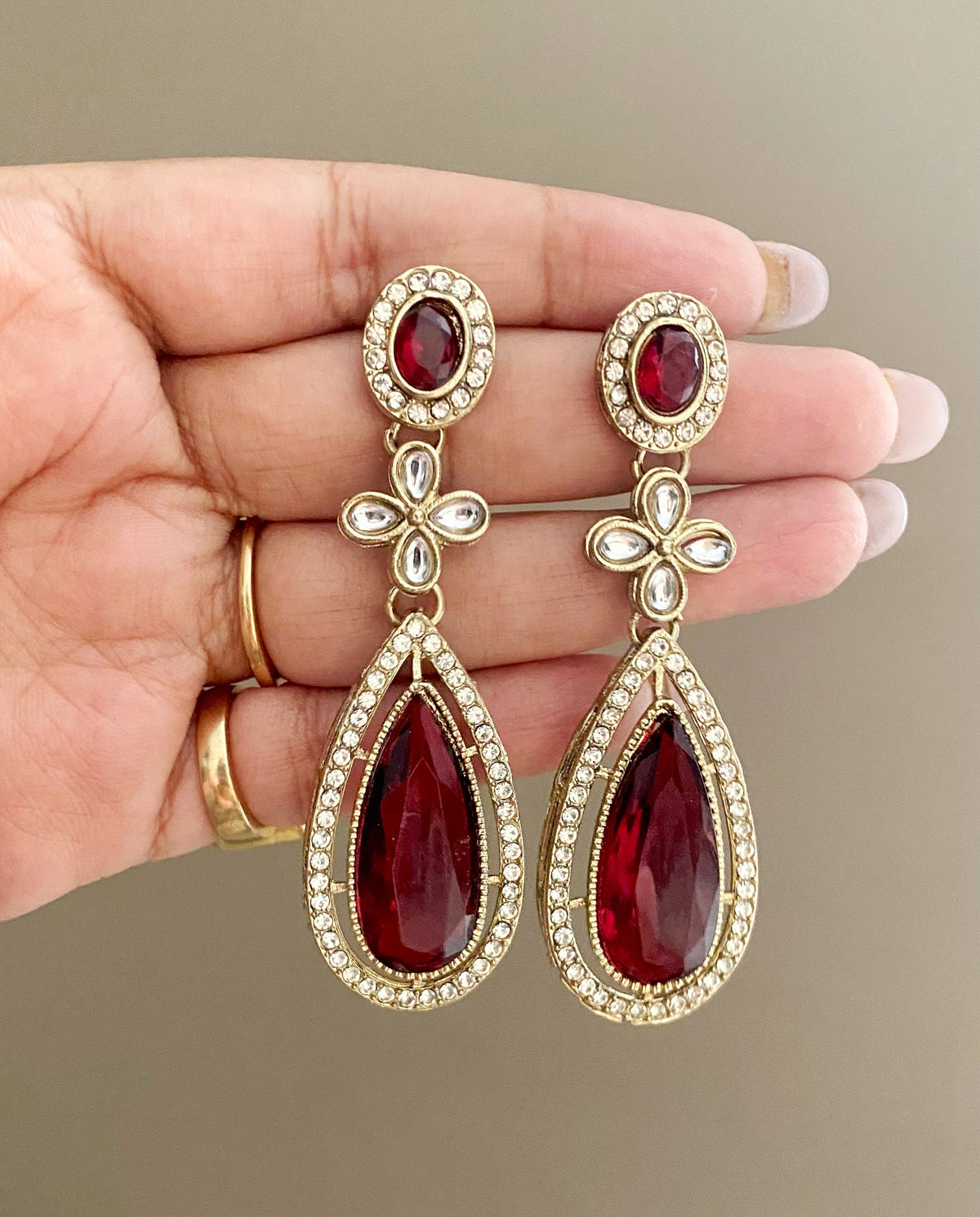Jade maroon dangler earrings