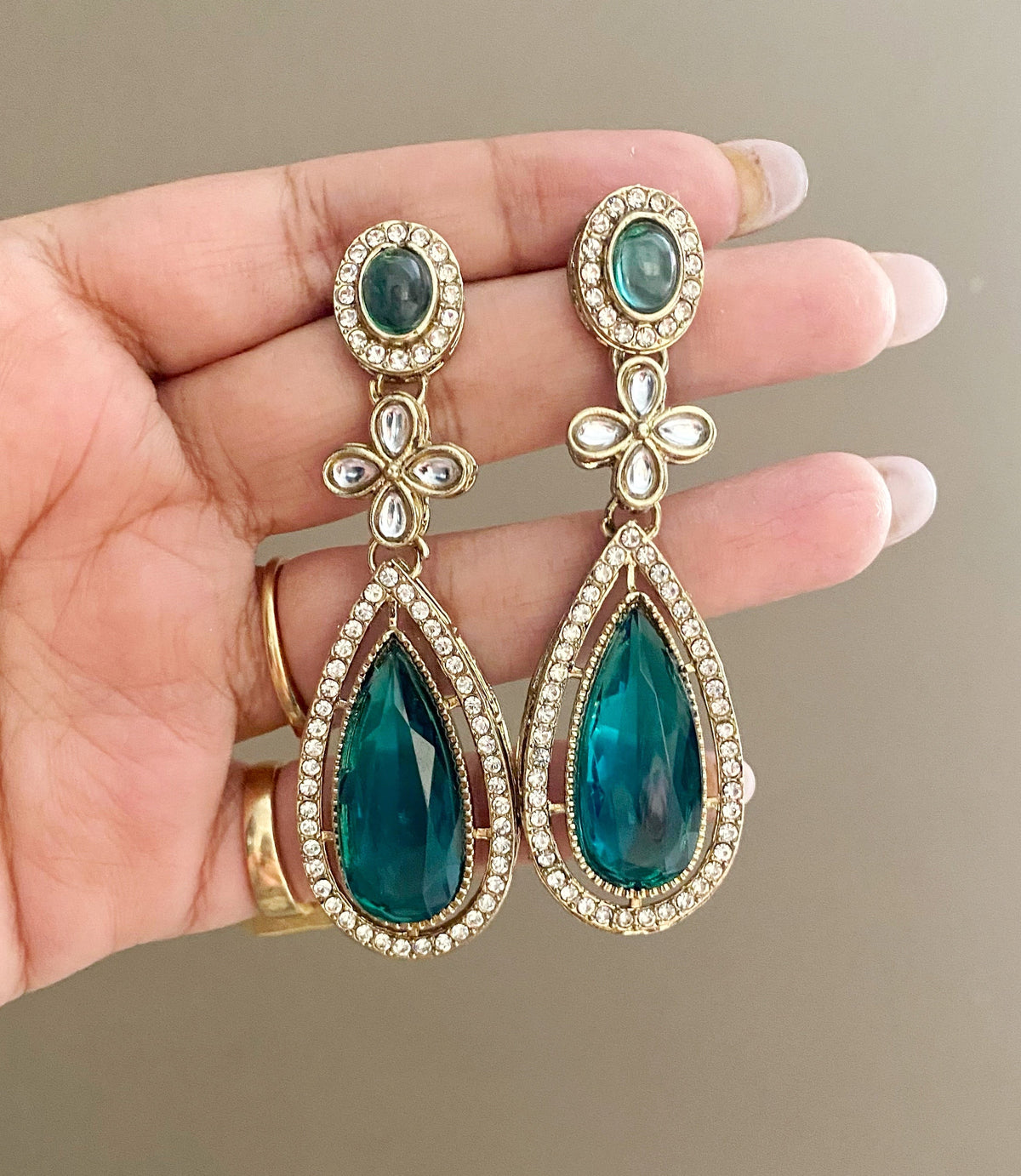 Jade rama green dangler earrings