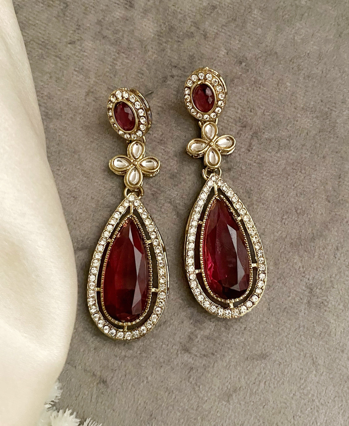 Jade maroon dangler earrings