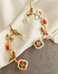 Jhanvi red green Kundan  earcuff