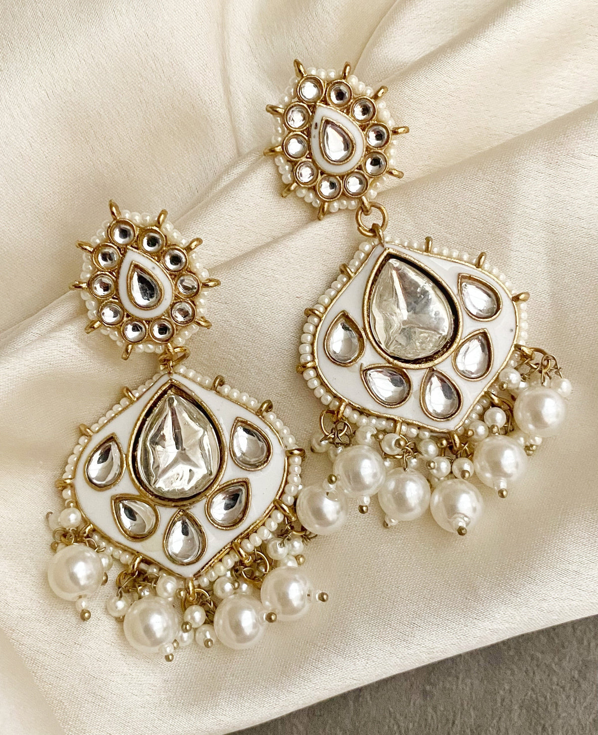 Liya Ivory kundan earrings