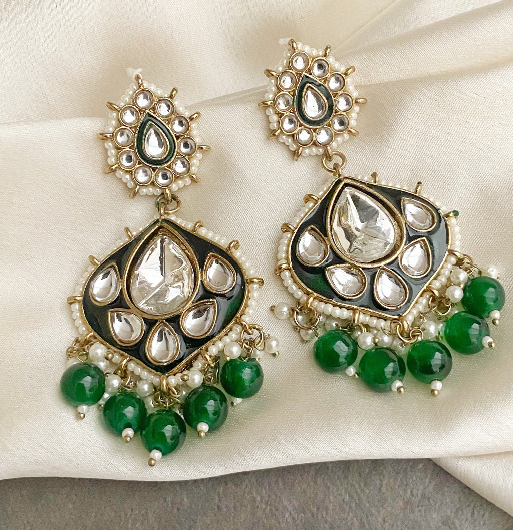 Liya Green kundan earrings