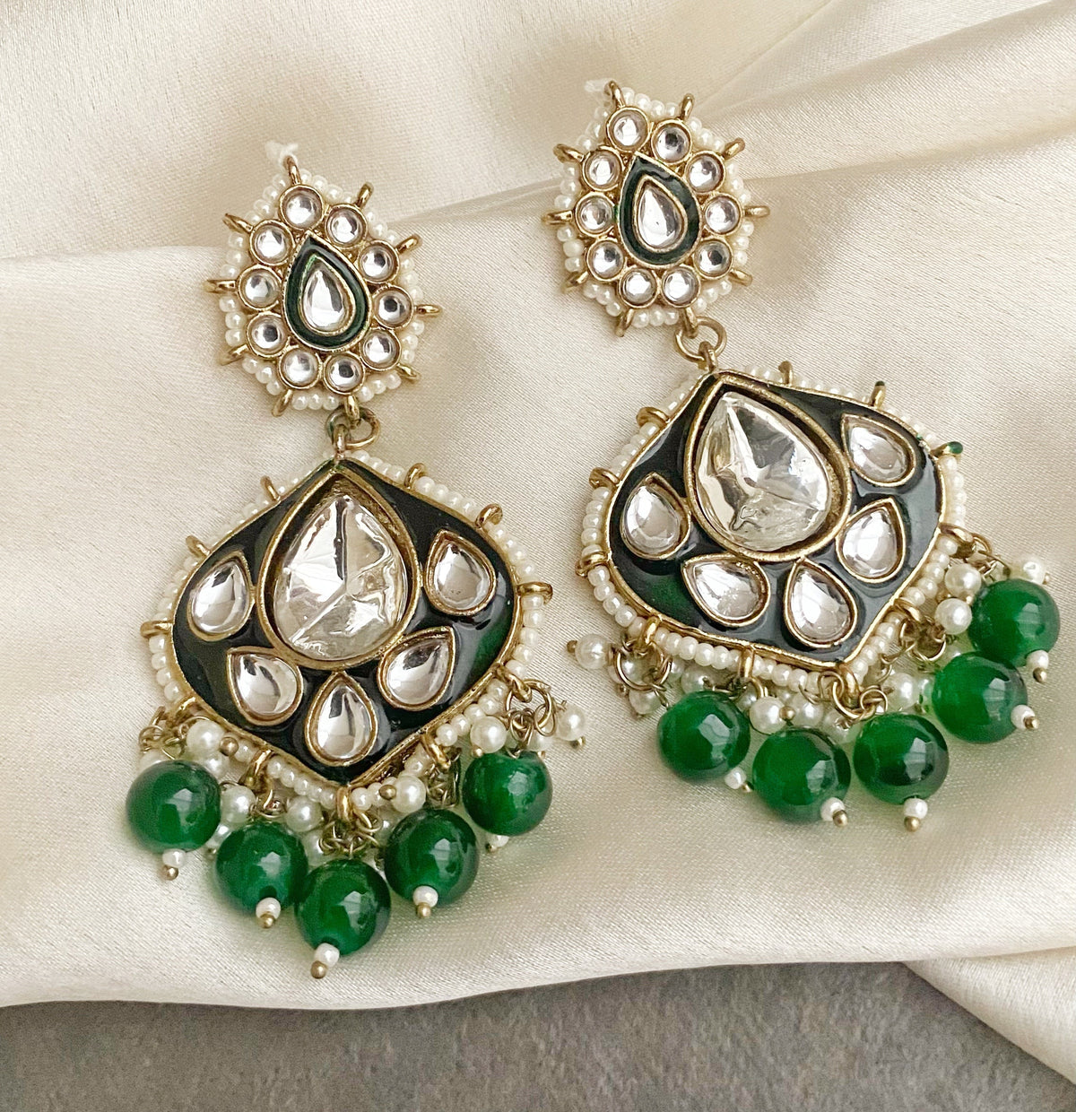 Liya Green kundan earrings