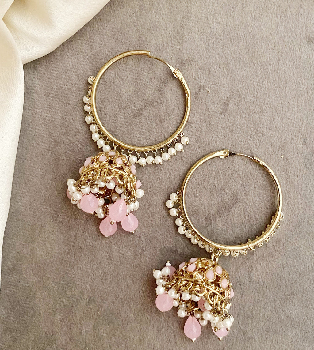 Neeta baby pink bali jhumka earrings