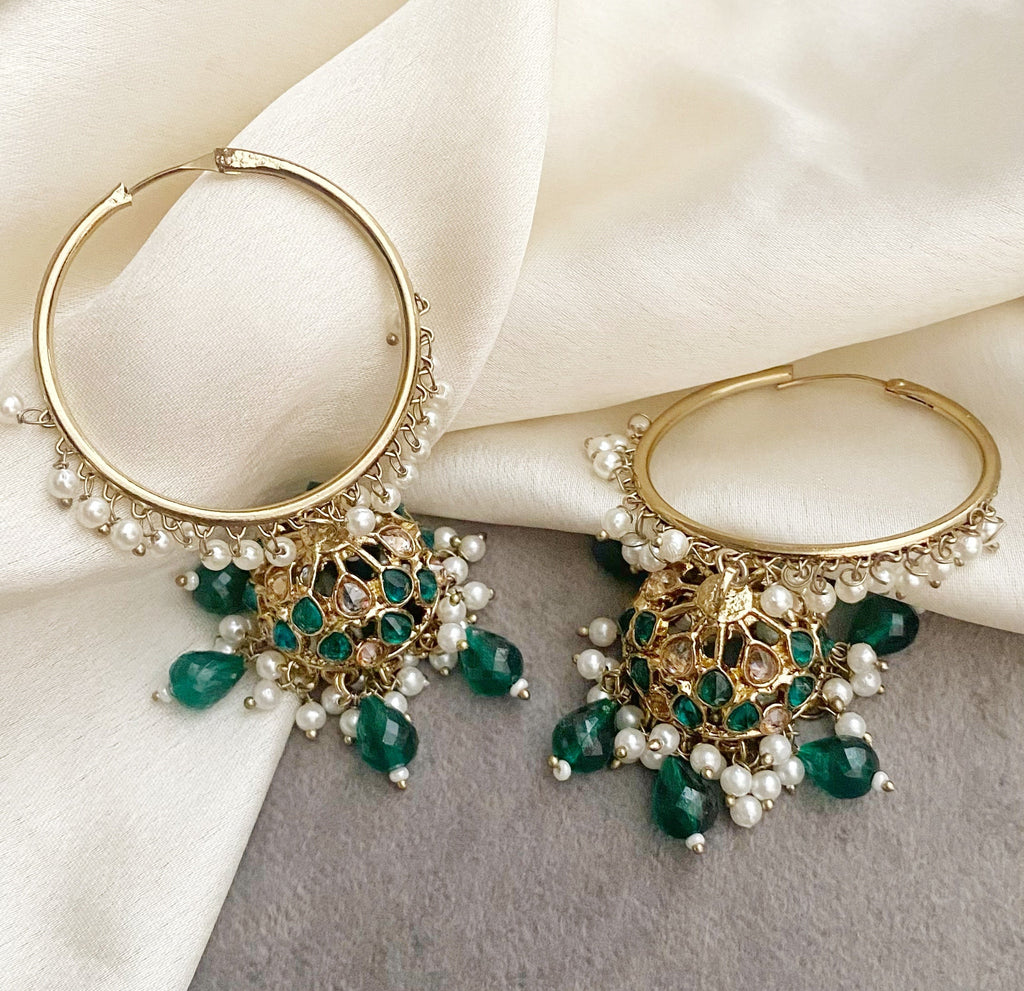 Neeta green bali jhumka earrings