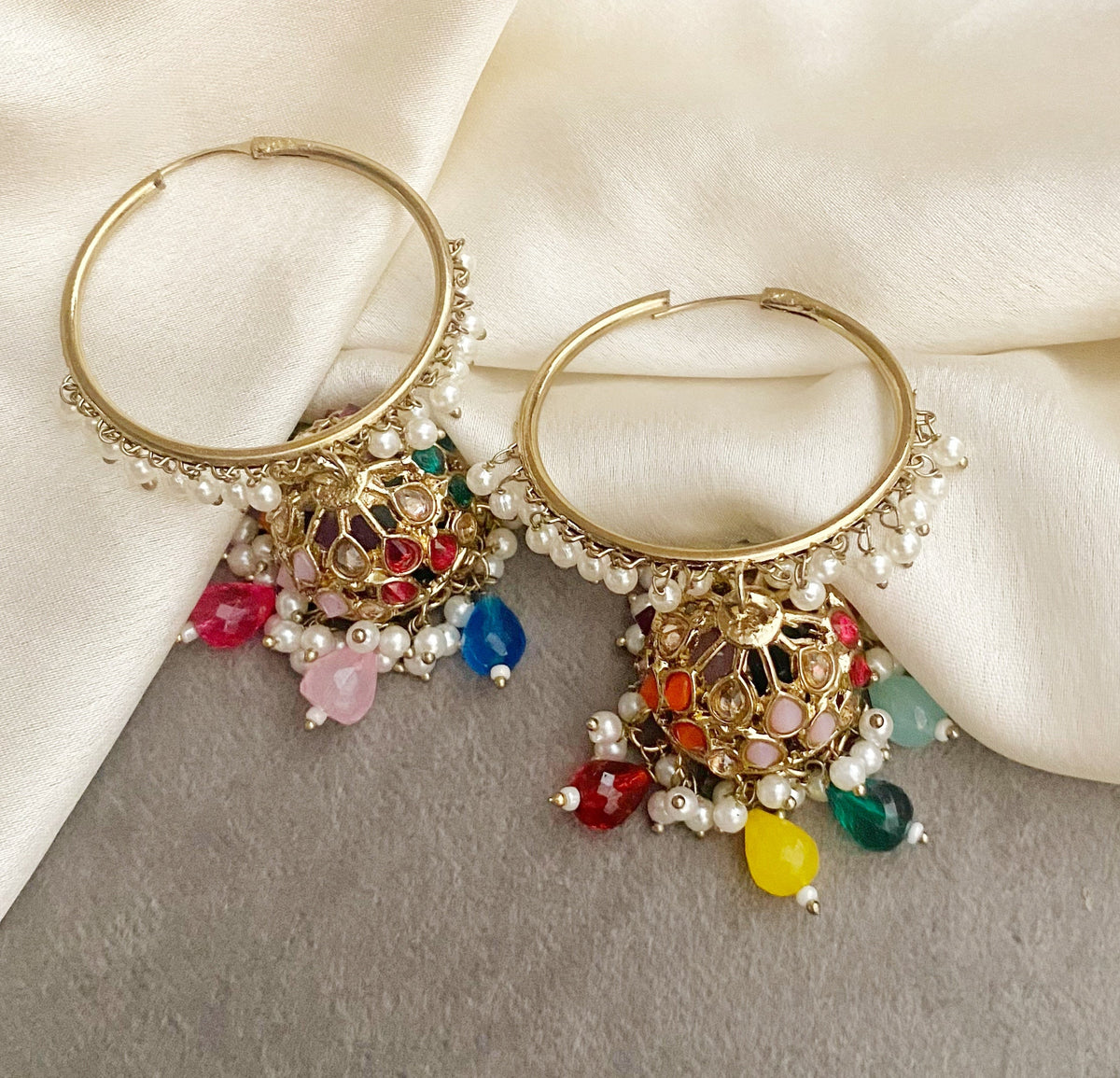 Neeta multicolor bali jhumka earrings