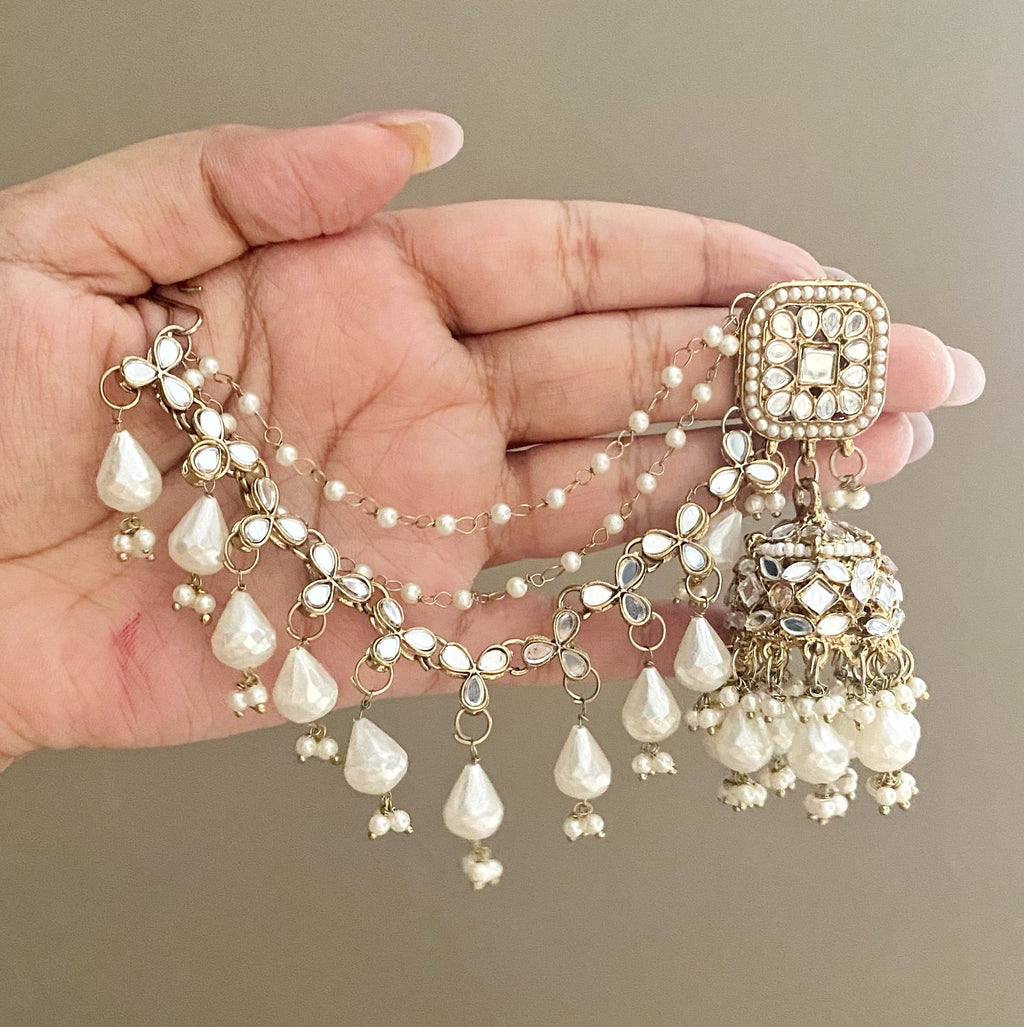 Saanvi ivory sahara mirror jhumka
