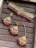 Maroon Sonali kundan Choker Necklace Set