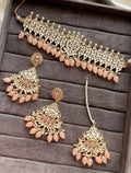 Peach Sonali kundan Choker Necklace Set