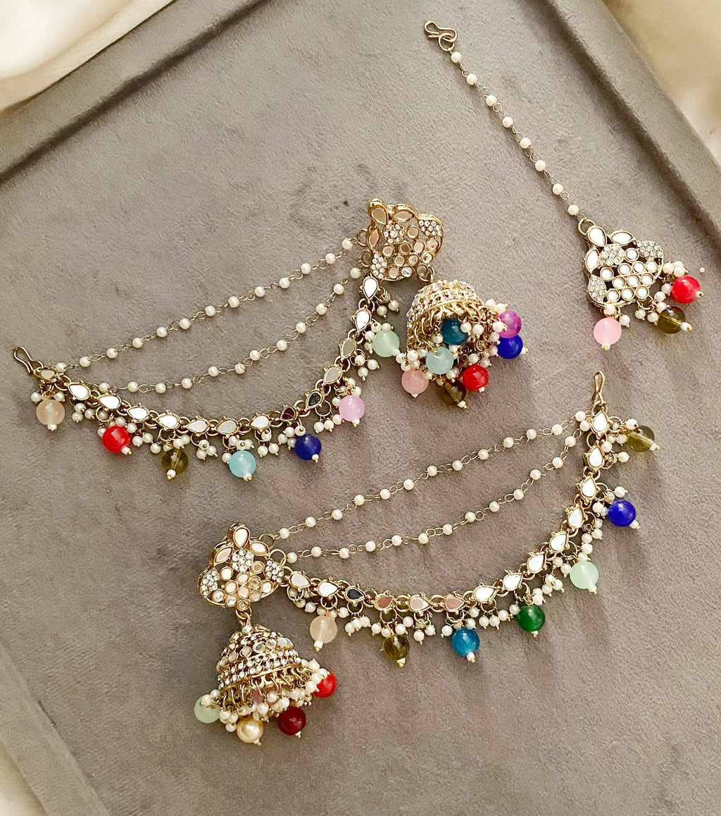 Laila multicolor mirror sahara jhumka