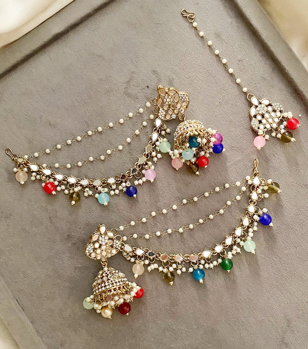 Laila multicolor mirror sahara jhumka