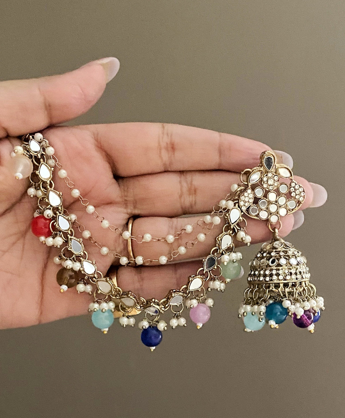 Laila multicolor mirror sahara jhumka
