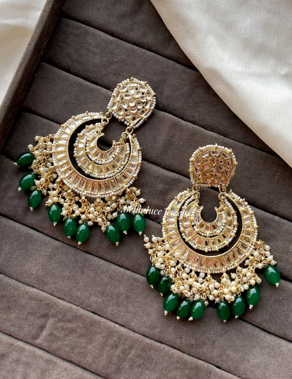 Green Anamika Kundan Chandbali