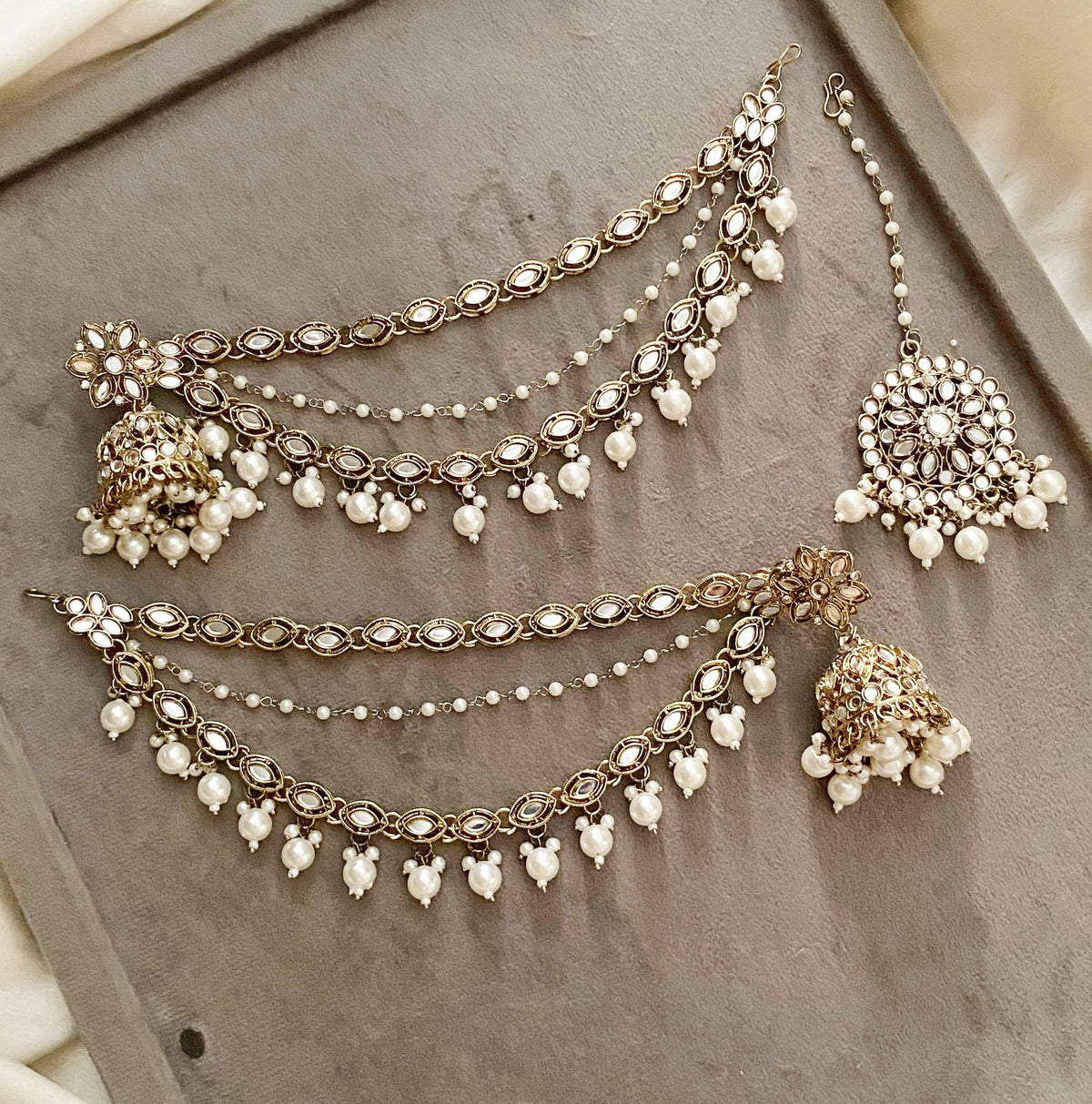 Kanak ivory sahara jhumka earrings