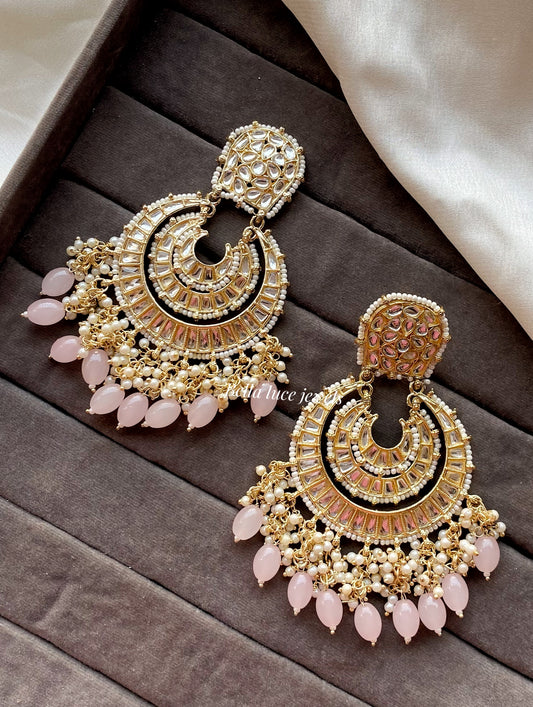 Baby Pink Anamika Kundan Chandbali