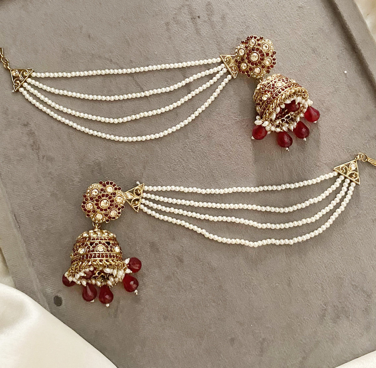 Bidisha red sahara jhumka earrings