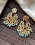 Aqua Blue Anamika Kundan Chandbali