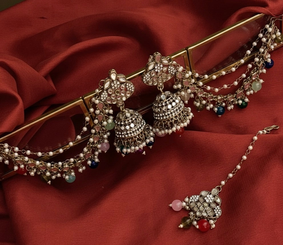 Laila multicolor mirror sahara jhumka