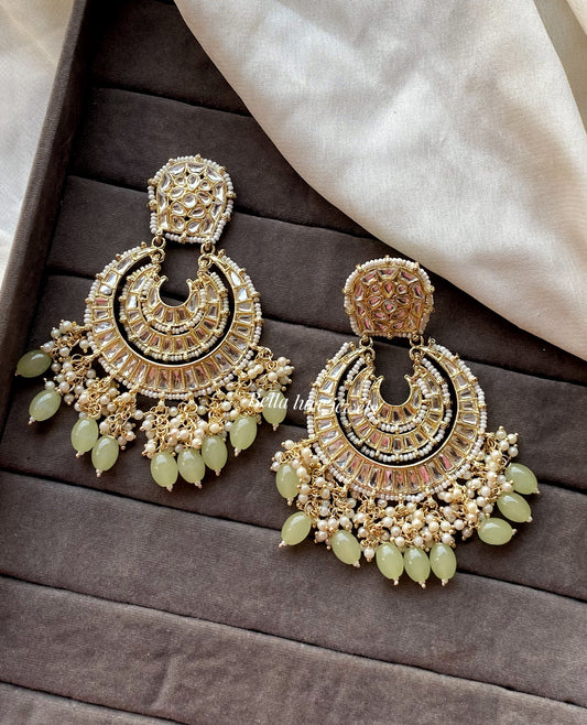 Mehndi Green Anamika Kundan Chandbali