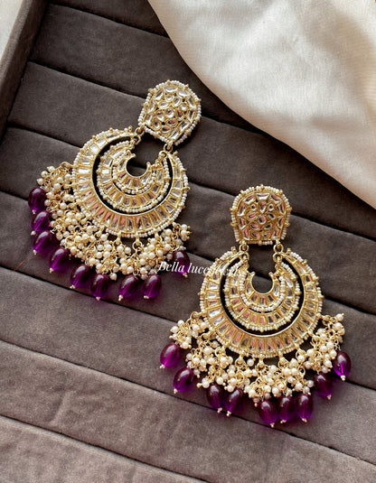 Purple Anamika Kundan Chandbali