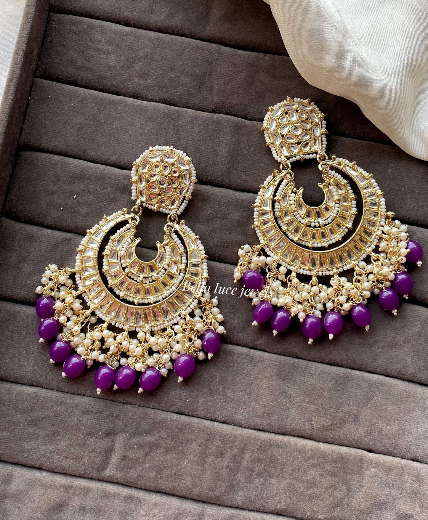 Violet Anamika Kundan Chandbali