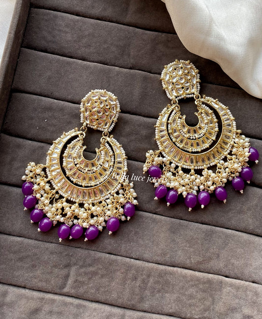 Violet Anamika Kundan Chandbali
